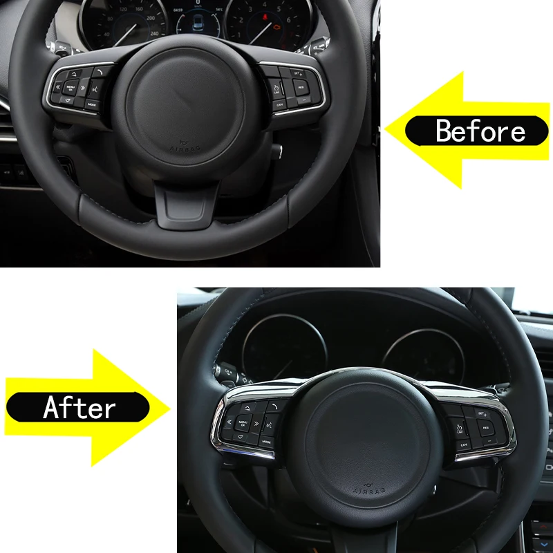 ABS Chrome Car Steering Wheel Cover Trim Frame For Jaguar XF XFL F-Pace F-TYPE 2016 2017 2018 2019 Auto Interior Accessories