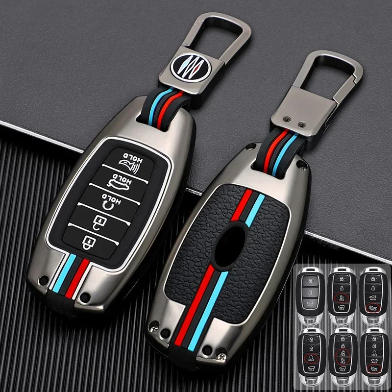 Zinc Alloy +Silicone Full Cover Car Key Case for Hyundai I30 Ix35 Azera Santa Fe KONA Encino Solaris Grandeur Ig Accent Palisade