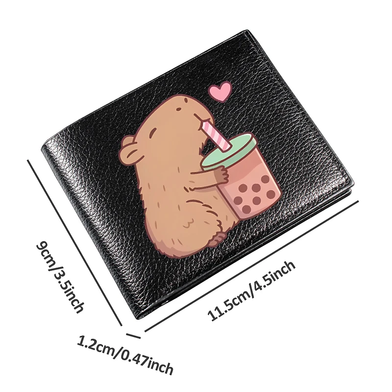 Capybara Men PU Faux Leather Wallet for Adult Student Slim Credit Card Holder Coin Purse Multi-Color Pen Storage Perfect Gifts