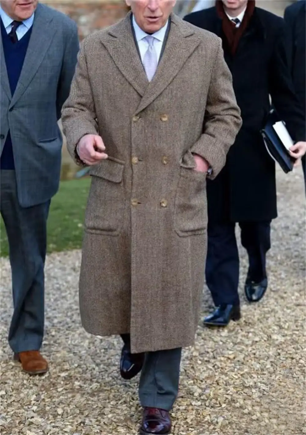 

winter Coarse woolen woolen men's long coat Business suit paired with a long jacket British retro Royal Costumes Man Coat