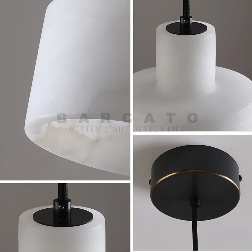 2022 Luxury Spanish Marble Pendant Lamp Bedroom Bedside Living Room Art Decor LED  Stone Single Hanging Rope Chandelier Designer