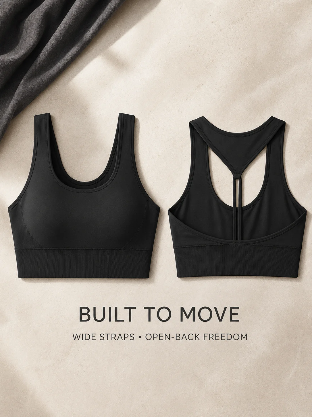 Seamless Wireless Sports Bra Backless Lace-up Strappy Back Removable Pads Comfortable Solid Color Yoga Workout Underwear