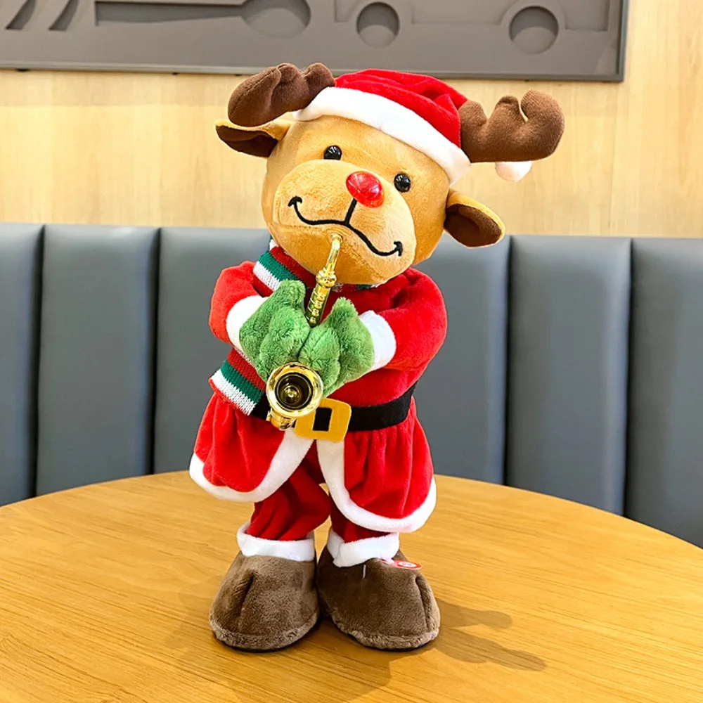 

Special Santa Claus Christmas 35cm Funny Electric Doll Ornaments Blowing Saxophone Dancing Singing Stuffed Toys Home Decor