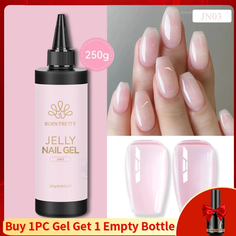 BORN PRETTY 250g Super Top Coat Base Gel losweken UV LED Drogen Langdurige Semi Permanente Jelly Naakt Roze Gel nagellak