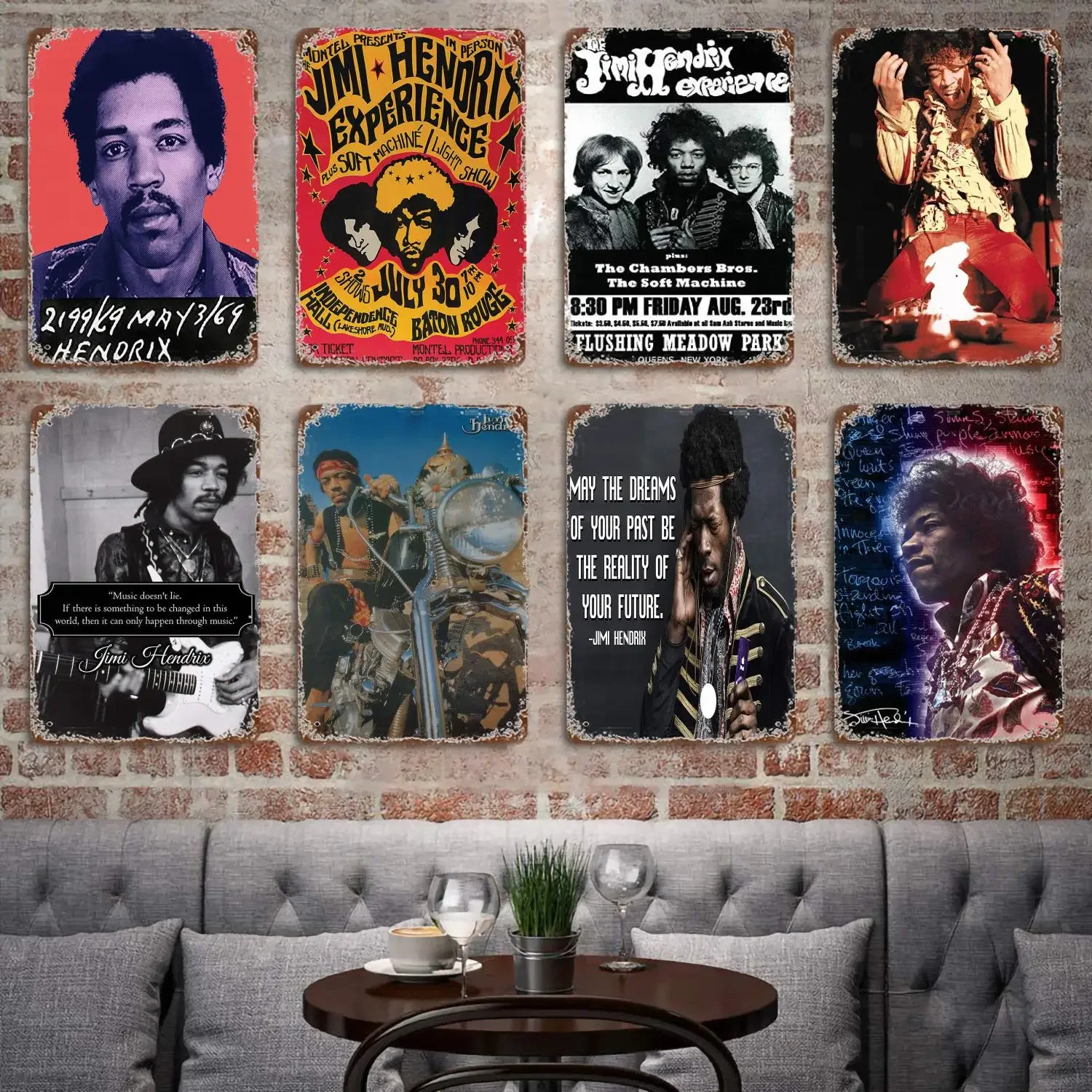 Jimi Hendrix Guitarist Decor Poster Vintage Tin Sign Metal Sign Decorative Plaque for Pub Bar Man Cave Club Wall Decoration