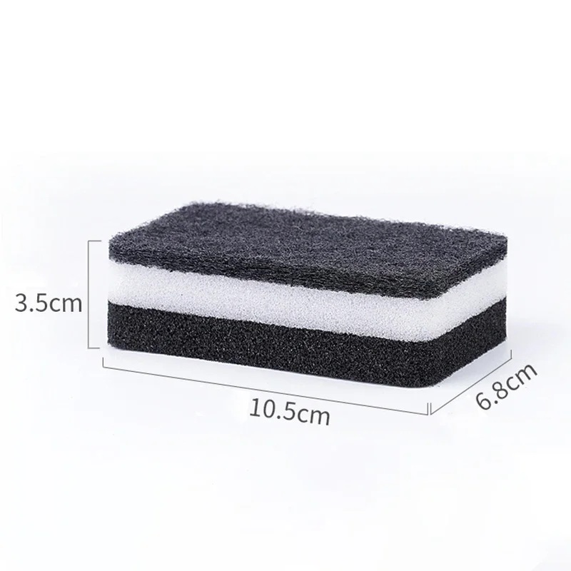 Kitchen Magic Scrub Cleaning Sponges Double-Sided Highly Absorbent Pot Rust Stain Dishwashing Sponge Black White Scouring Pads