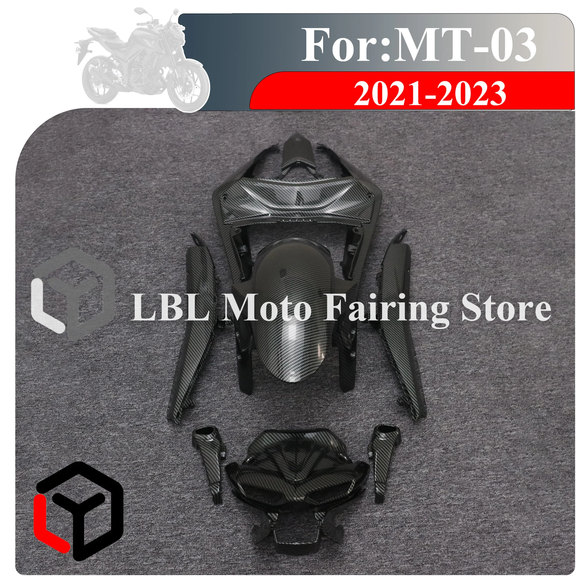 Motorcycle Fairing  For YAMAHA MT-03 2021 - 2023 Carbon Fiber Look