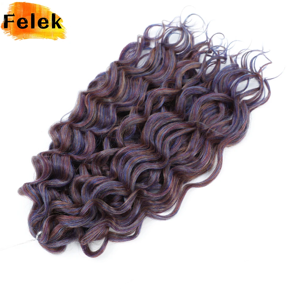 

3-7Pcs Curly Crochet Hair Extensions 18 24 Inch Synthetic Ocean Wave Braiding Hair For Women Ombre Blonde Pink Blue Hawaii Curls