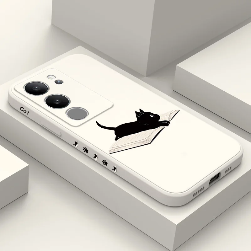 

A Reading Cat Phone Case For VIVO V50 V40 V30 V29 V29E V27 V27E V25 V25E V23 V23E V21 V20 Y20 Y12 Y21 Y22 Pro 4G 5G Cover