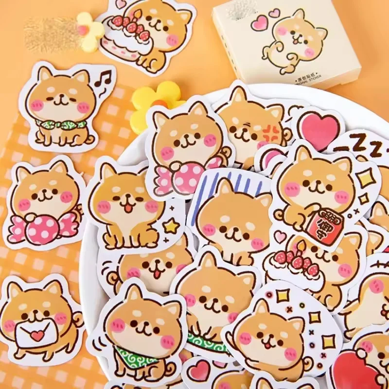 

Набор из 45 наклеек с мультяшными щенками в коробке, герметичные наклейки ручной работы для декора, коллажей, скрапбукинга и дневников