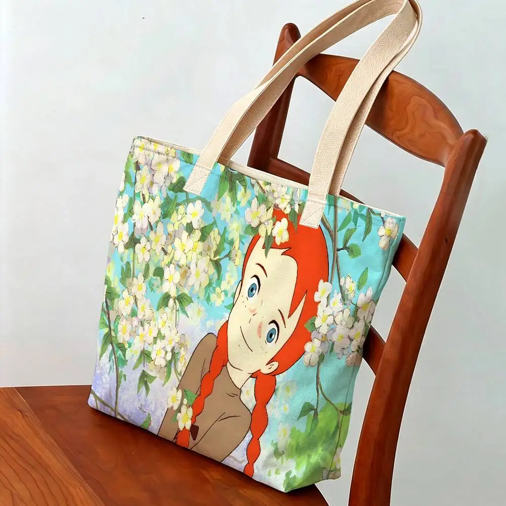Anne von Green Gables Tragetasche, Studentenhandtasche, Damen-Einkaufstasche, Einkaufs- und Aufbewahrungstasche, Geschenkhandtasche für Mädchen – Detail 7