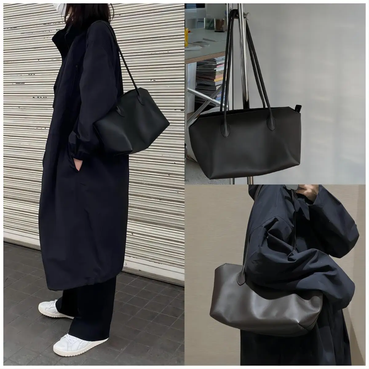 

2025 Spring and Summer Leather Minimalist Style Versatile Tote Bag Large Capacity Underarm Bag Cowhide Handbag Women