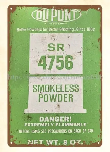 interior art Dupont SR 4756 Smokeless Powder firearm hunting ammo metal tin sign