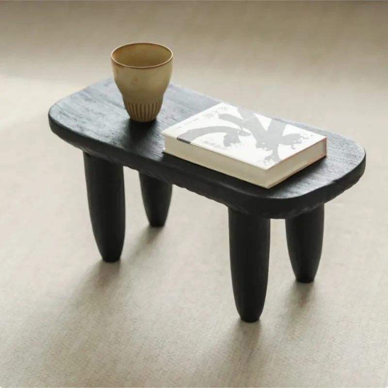 MOMO Retro Small Stool Carpet Floating Window Small Side Few Quiet Wind Black Bench Solid Wood Handmade