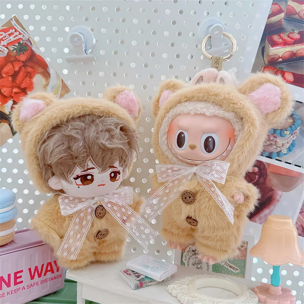 17cm Cute Mini Plush Doll's Clothes Outfit Accessories for Korea Kpop Exo Labubu Idol Dolls Plush Bear Onesie Clothing Kid Gift