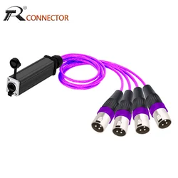 RJ45 Female CAT5 to 4 Channel XLR 3Pins Multi Network Breakout Audio Adapter Signal Extender Cable for Stage Recording Studio