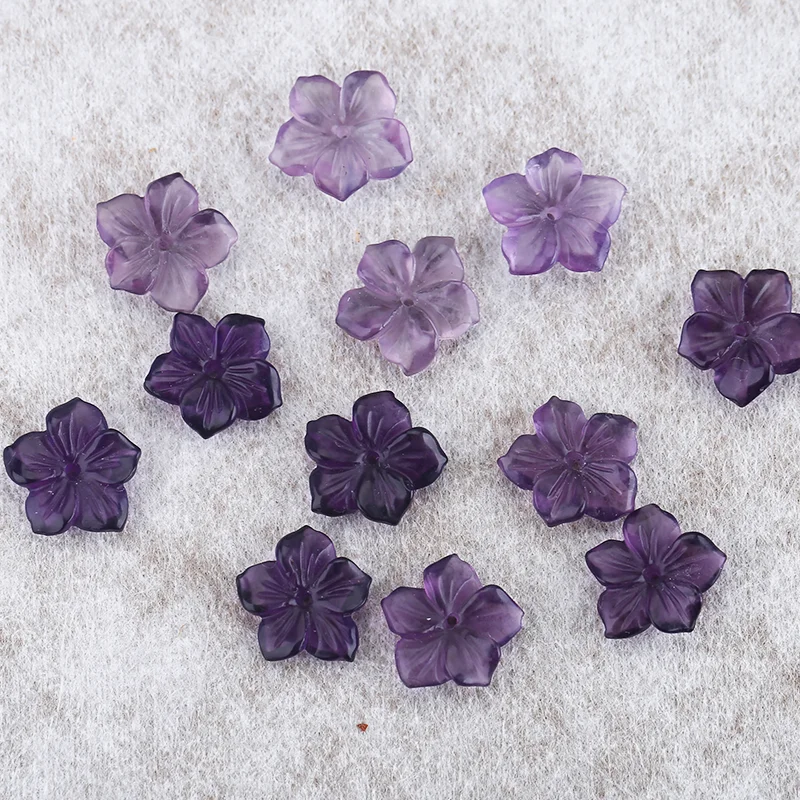 

Натуральные бусины из аметиста в форме маленьких цветов для изготовления ювелирных изделий, бусины из натуральных камней ручной работы
