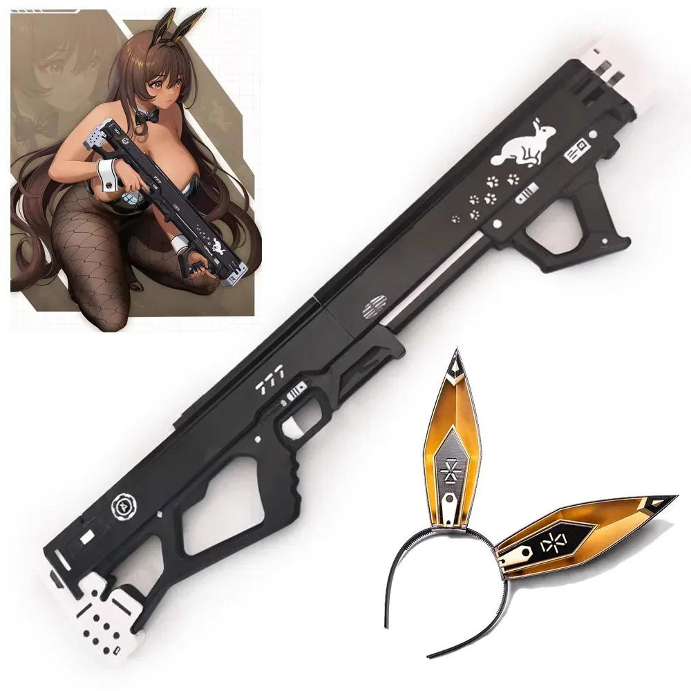 89CM NIKKE The Goddess of Victory Cosplay Bunny X 777 Black Rabbit Weapon Model EVA PVC Handmade Gun Halloween Prop Toy Headwear