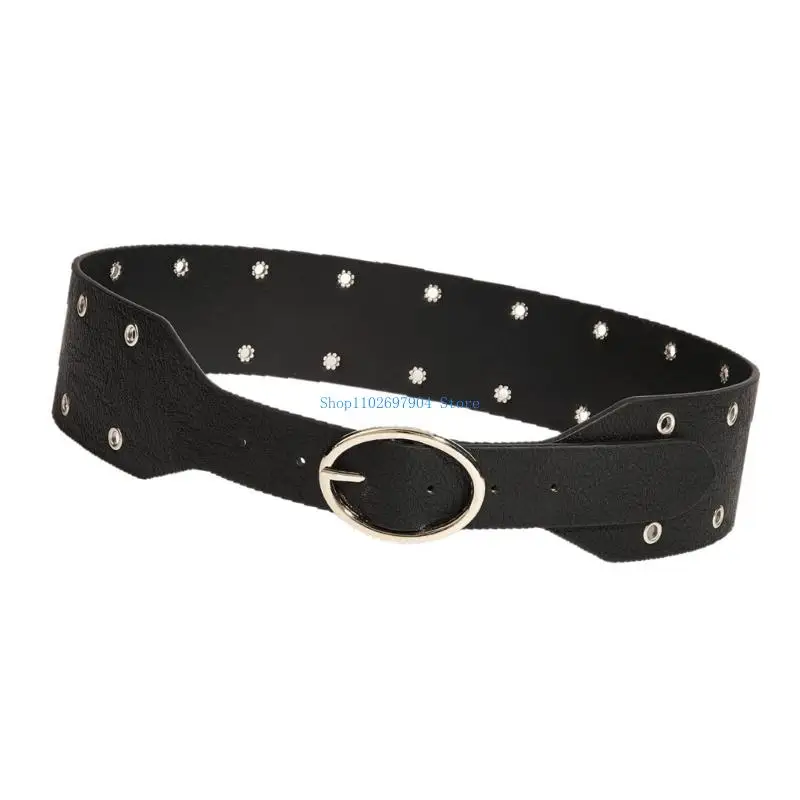 حزام N7YF Edgy للجنسين مع حلقة معدنية بطول 120 سم من جلد البولي يوريثان بطول 3.8 سم وحزام عصري متين عريض