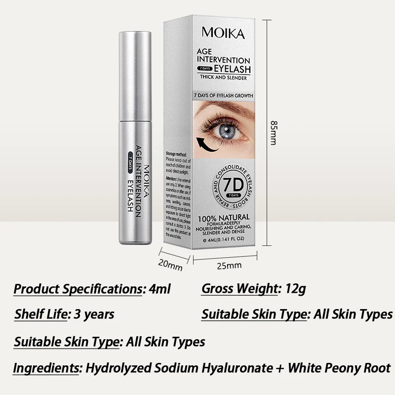 1개입 MOIKA 속눈썹 성장 촉진 세럼 - 자연스러운 진짜 속눈썹 연령 개선, 컬링 및 볼륨 마스카라 성장 솔루션