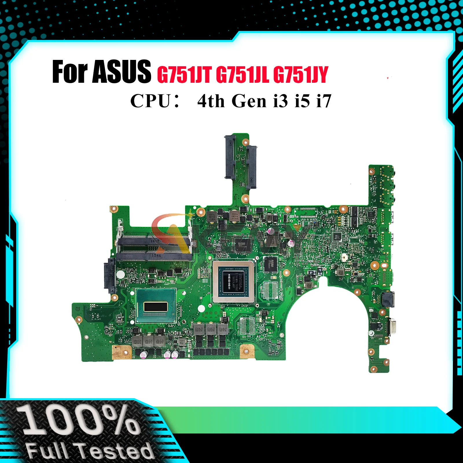 

G751JL Laptop Motherboard For ASUS ROG G751J G751JT G751JY G751JL Notebook Mainboard With i3 i5 i7 CPU 100% tests OK fast ship