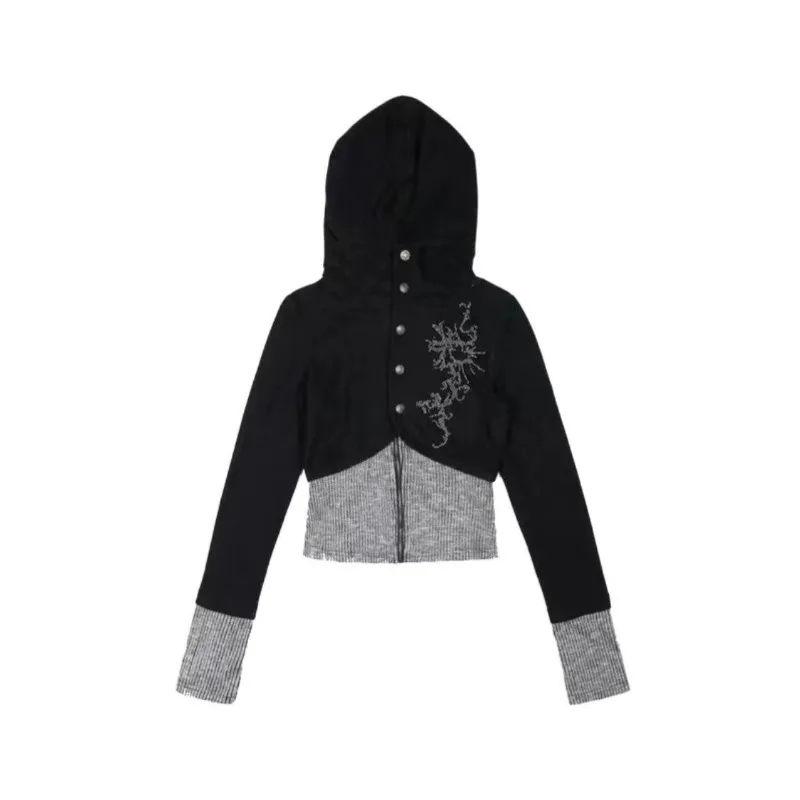 Heavy Autumn Winter Japan Harajuku Clothing Y2k Aesthetic Punk Knitted Hoodies American Vintage Long Sleeve Streetwear Clothes