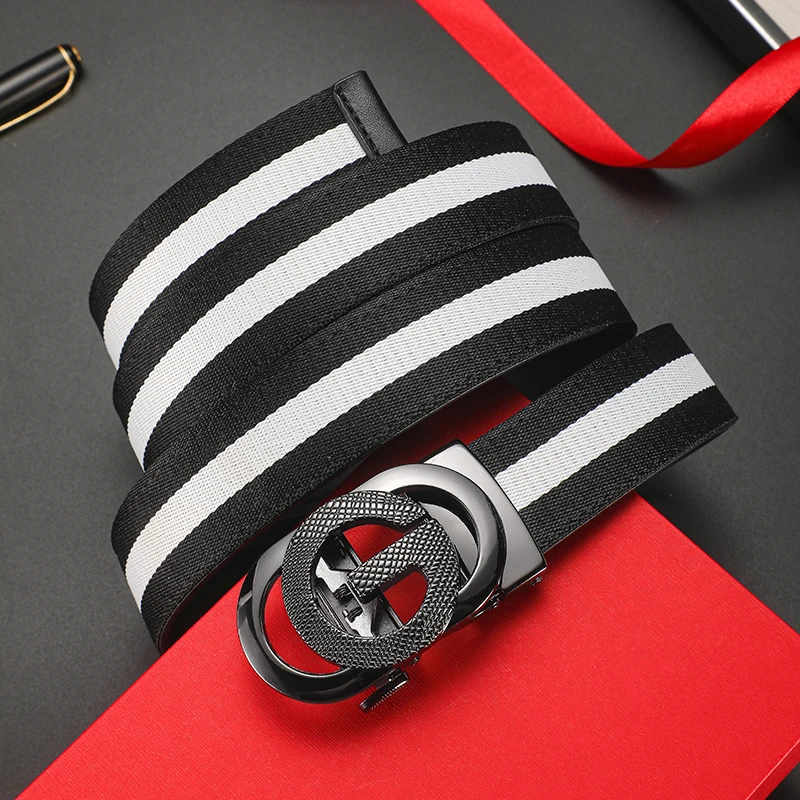 

Высококачественный мужской ремень шириной 3,4 см из натуральной кожи и холста, роскошный ремень для мужчин, для джинсов, новая модная классическая модель с пряжкой.