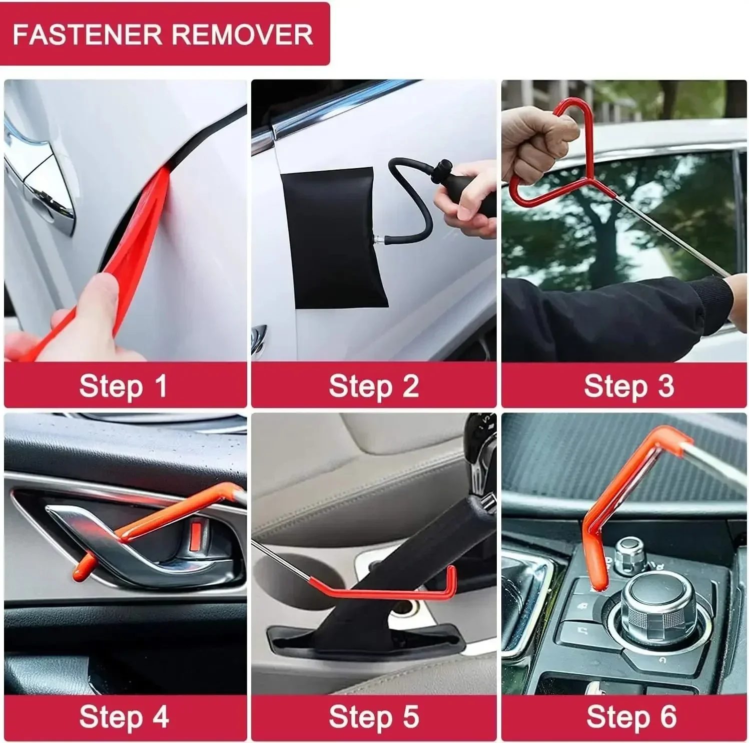 Car Inflatable Air Wedge Pump Auto Window Door Open Hook Key Long Reach Grabber Emergency Open Unlock Fixing Gripper Tool