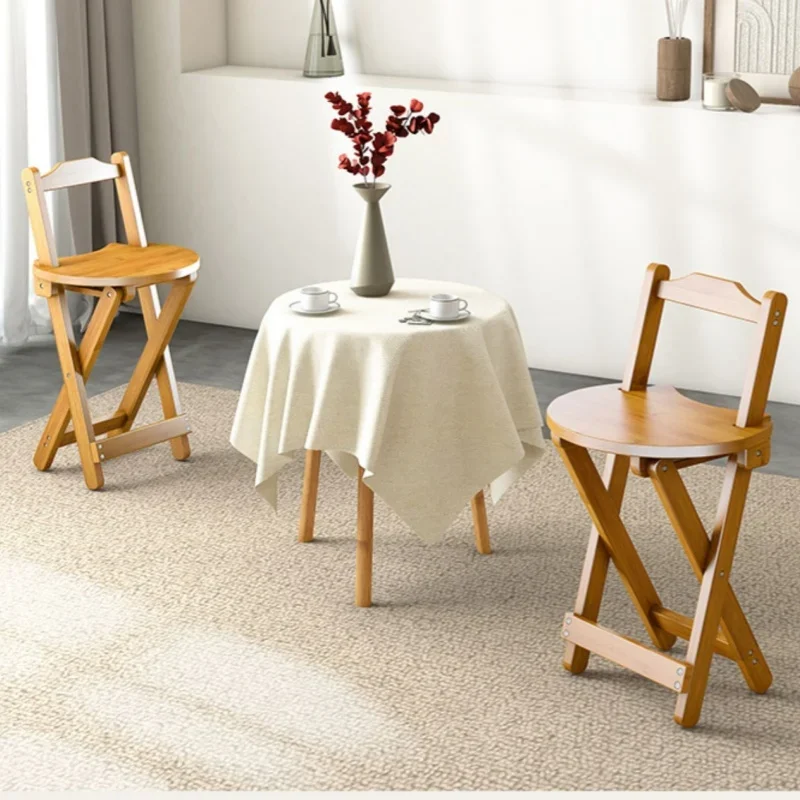 เก้าอี้บาร์ไม้ไผ่พับได้มีสไตล์และตามหลักสรีรศาสตร์/เก้าอี้รับประทานอาหาร - เหมาะสําหรับห้องครัว บาร์ และสตูดิโอศิลปะ มีเสถียรภาพและไม่เสียรูป