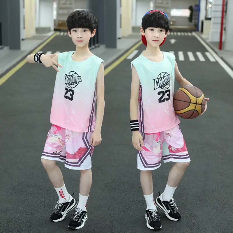 

Summer children short sleeve ball sports No.9/23 training suits clothes mesh breathable quick drying t-shirt shorts set