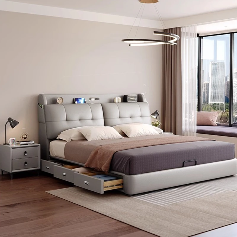Camas nórdicas de lujo de alta gama, casa de invitados minimalista moderna y cama doble de Hotel, muebles de dormitorio de diseño, Meubels Slaapkamer FYBB