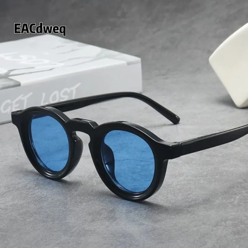 New Round Sunglasses Women Men Punk Retro Leopard Frame Sun Glasses Gradient Ocean Film Eyewear UV400 Gafas De Sol
