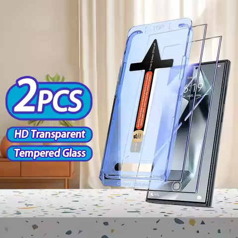 2Pcs One Click Installation HD Screen Protector For Samsung Galaxy S25 S23 S24 Ultra S22 S21 S25 Plus Transparent Tempered Glass