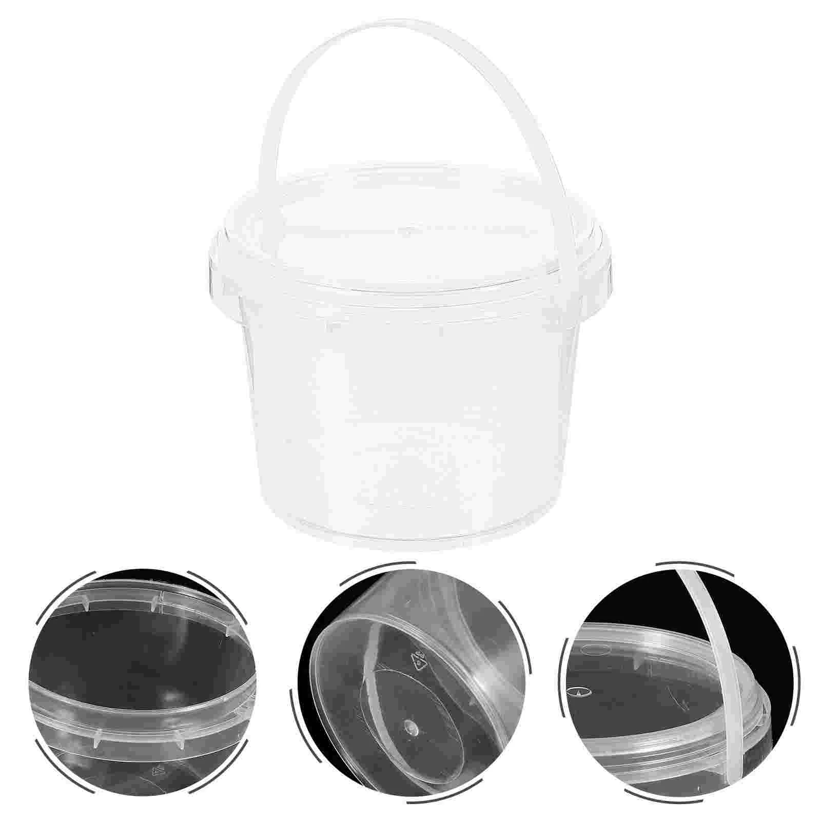 10 Pcs Mini Refridgerator Transparent Small Barrel Ice Bucket Tea-leaf with Lid Round Buckets