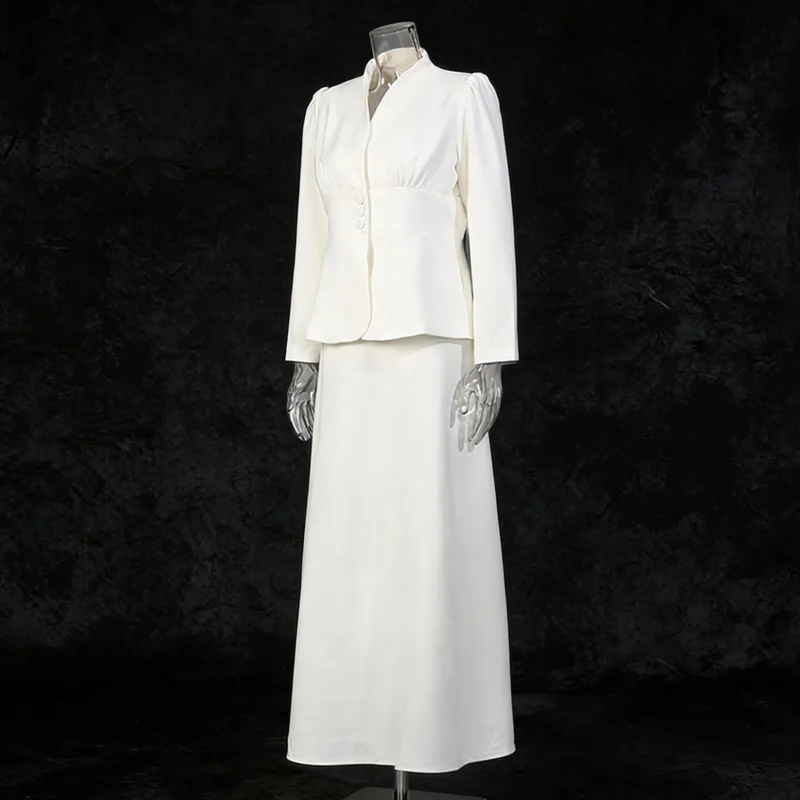 HKSH Lente Herfst Nieuwe Vrouwen Tweedelige Set Elegante V-hals Single Breasted Taille Cinching Jas Effen Kleur A-lijn Rok HK18149