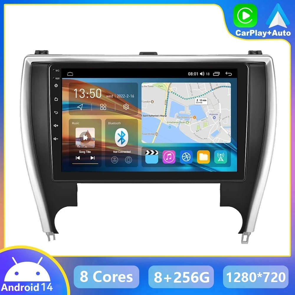 Android 14 Car Radio For Toyota Camry 8 50 55 2015 -2017 Multimedia video Player Navigaion GPS Stereo Head unit wireless Carplay