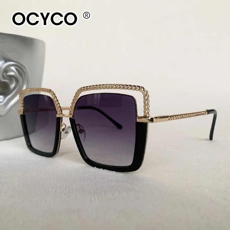 Quadratische Sonnenbrille mit großem Rahmen für Damen, 2025, Luxusmarke, Vintage-Sonnenbrille für Damen, modische Metallbrille, Outdoor-Sonnenbrille, UV400