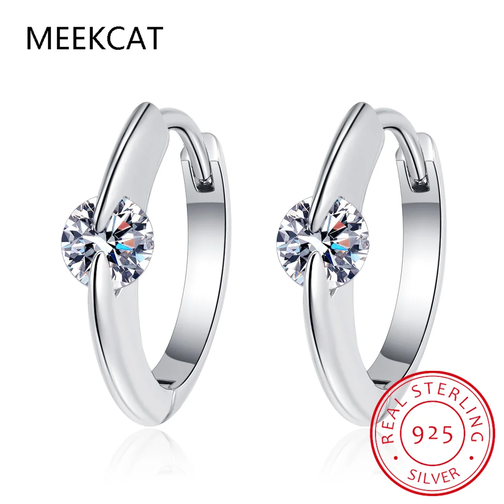 D Color VVS1 EX Moissanite 925 Sterling srebrne kolczyki koła błyszczące okrągłe diamentowe kolczyki z platerowane platyną 5mm