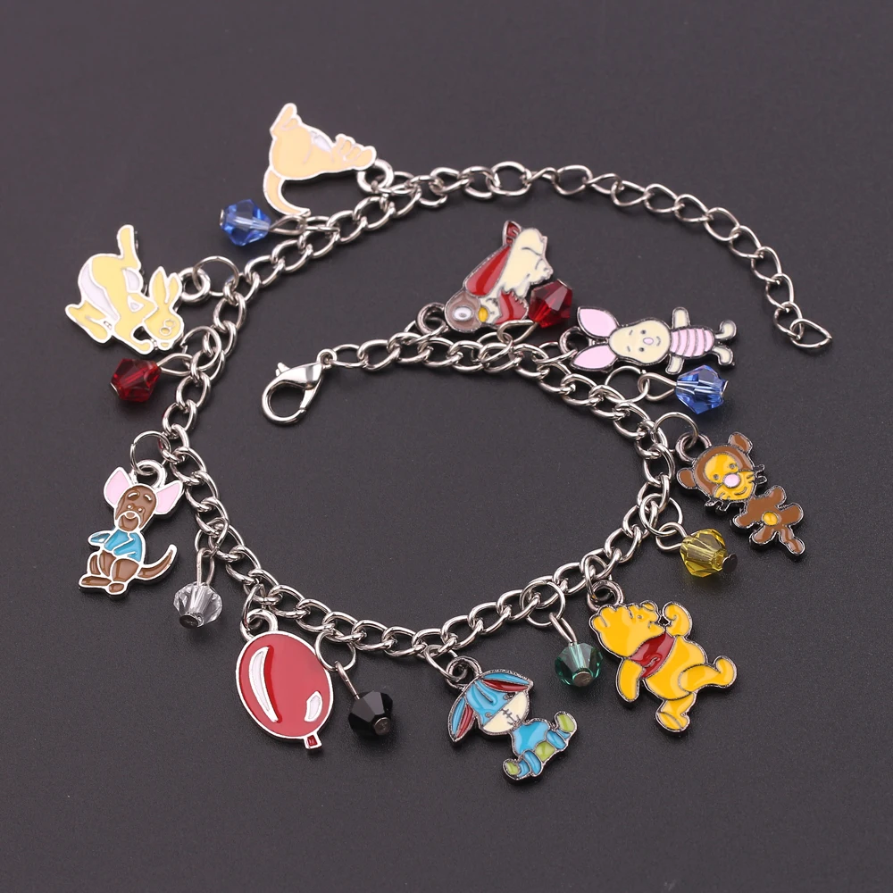 Disney Winnie the Pooh Fashion Cute Bracelet Cartoon Figure Piglet Winnie Charm Bangle for Women Trending Hand Accessories