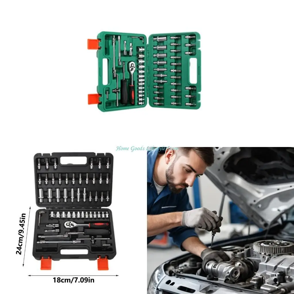 

E74E Precisions Socket Ratchet Wrench Set for Vehicle Repair Household DIY Projects