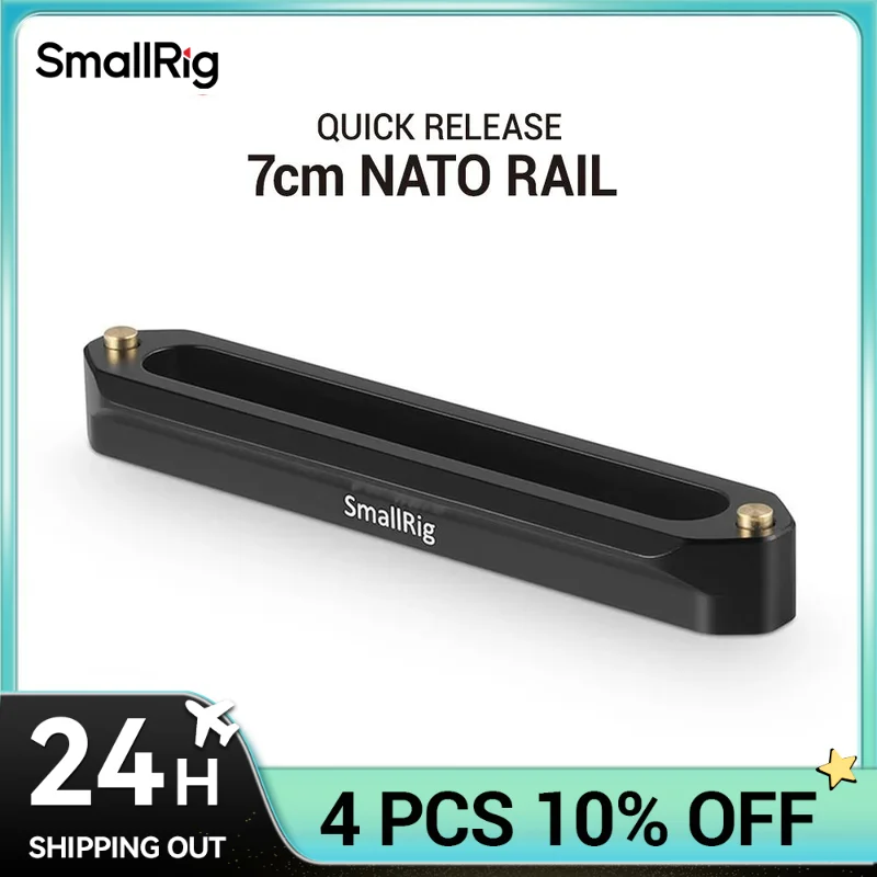 SmallRig Quick Release Safety Nato Rail 70mm Long with Spring Loaded Pins for RED Epic / Scarlet, Black Magic- 1195B