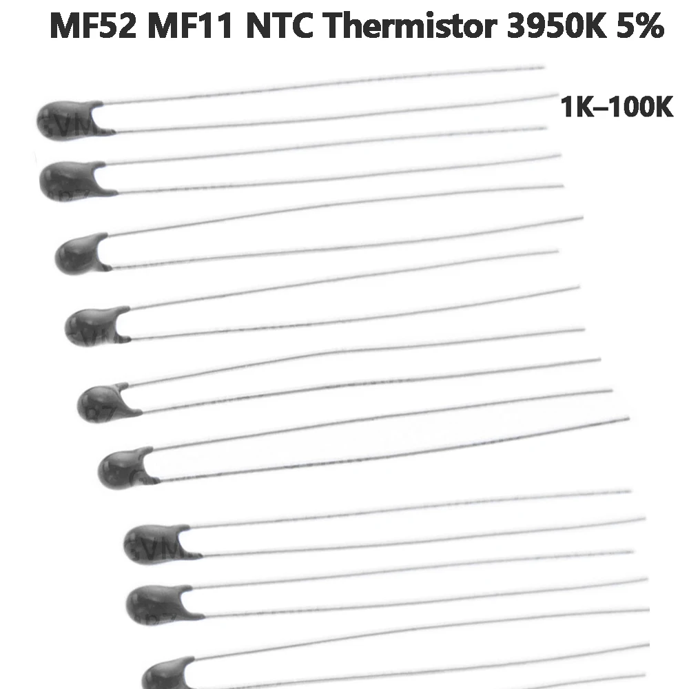 20PCS/100PCS MF52 MF11 NTC Thermistor 3950K 5% Temperature Sensitive Resistor 1K–100K