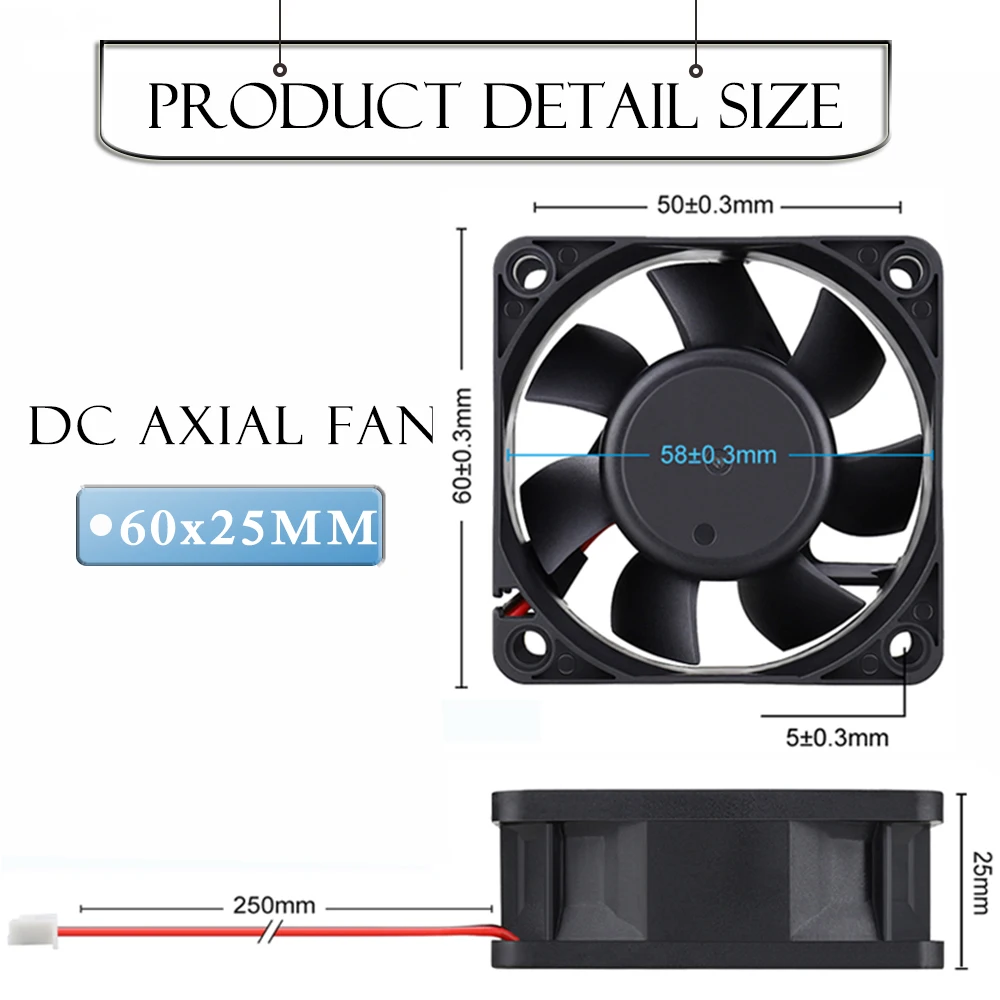 Imagem -06 - Gdstime-ventilador de Refrigeração da Cpu do Computador Exaustor sem Escova para Placa Gráfica dc 12v 24v 60x60x25 mm 6025 pc