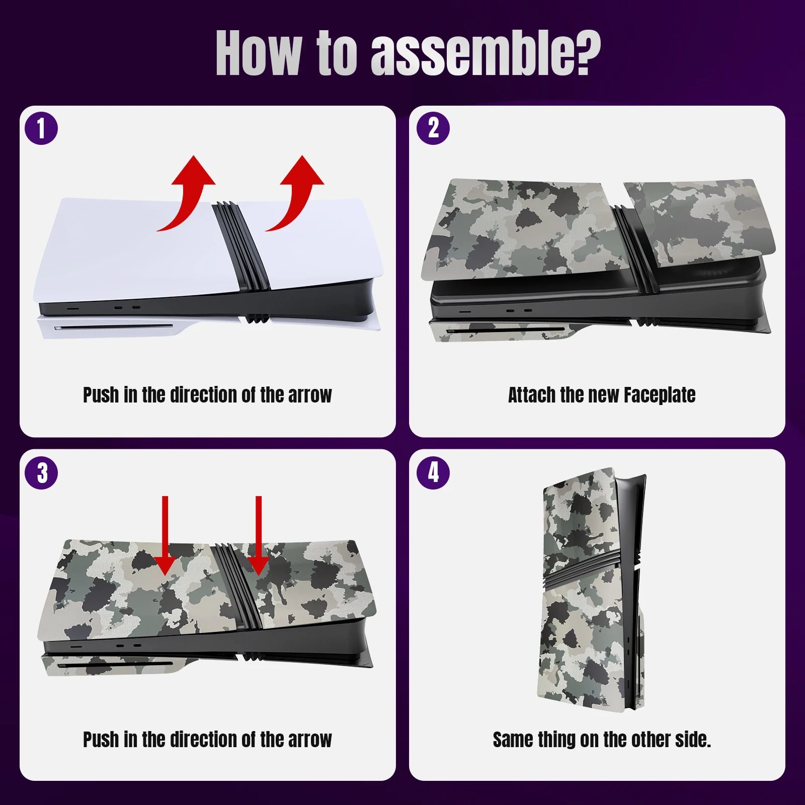 For PS5 PRO Digital Edition Console Case For PS5 PRO Optical Drive Replacement Camouflage color protective shell