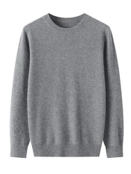 Yoyoselect Men's 100% Merino Wool Sweater For Autumn Winter O-neck Long Sleeve Pullover Warm Soft Knitwear Smart Casual Jumper