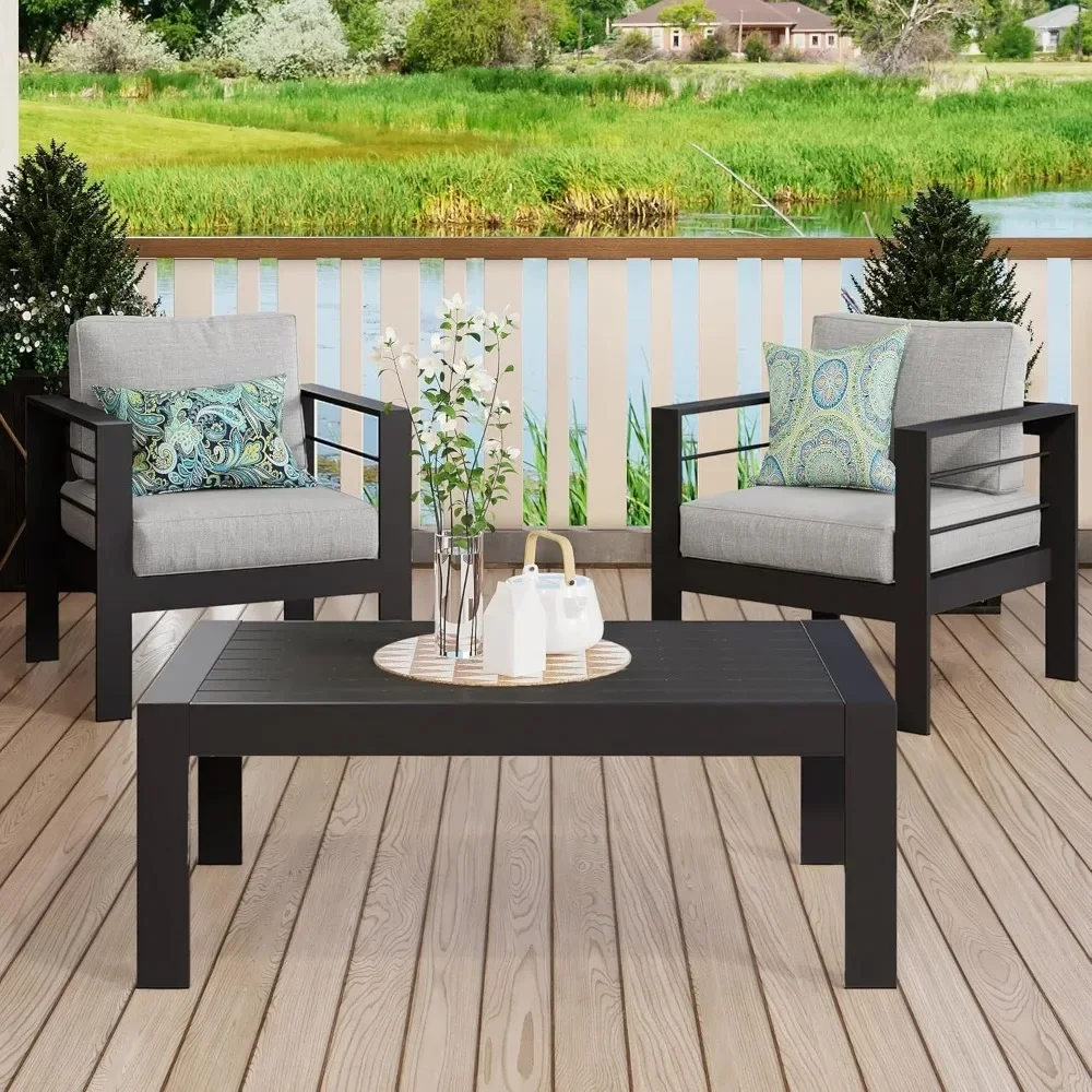 

All-Weather Rectangle Metal Patio Coffee Table Furniture for Balcony, Garden, Indoor or Outdoor, Aluminum Outdoor Coffee Table.