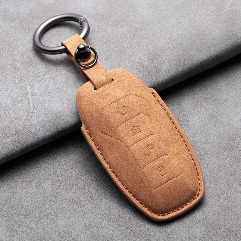 

Leather Car Key Case Cover Remote Fob Holder Keychain For BYD Song Plus Atto 3 Han EV Tang DM Qin Seal Dolphin Key Accessories