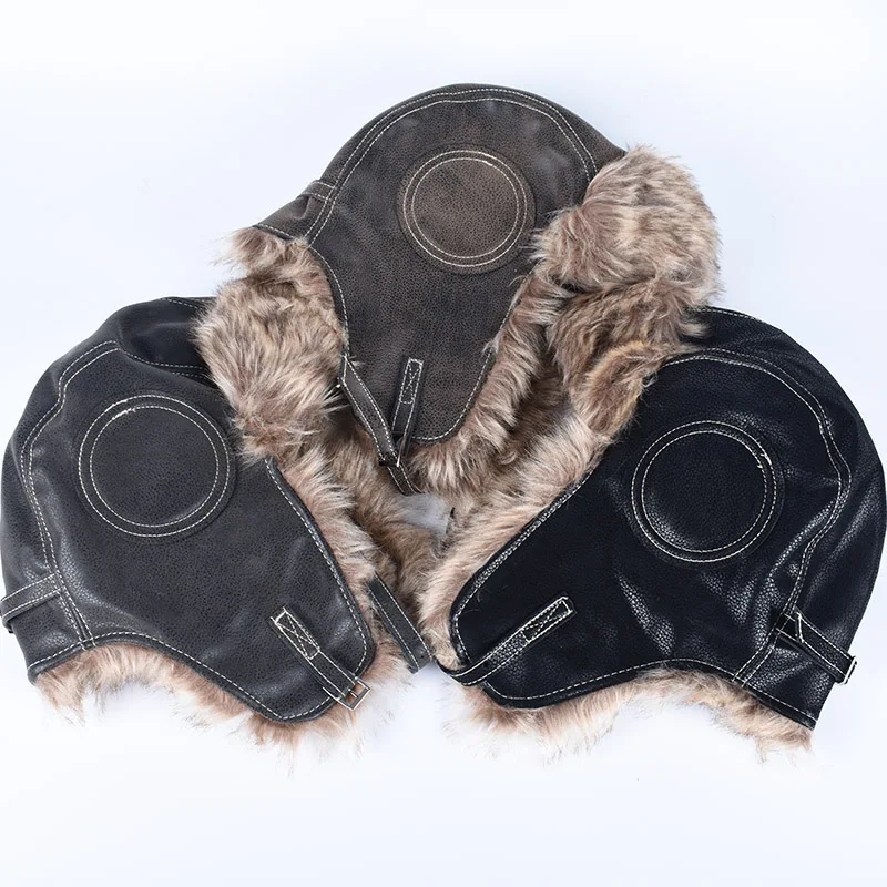 Earflap Hat Ushanka Autumn 2025 Winter Cap Man Russian Warm Windproof  Pu Leather Faux Fur Hat Aviator Pilot Trooper Bomber Hats