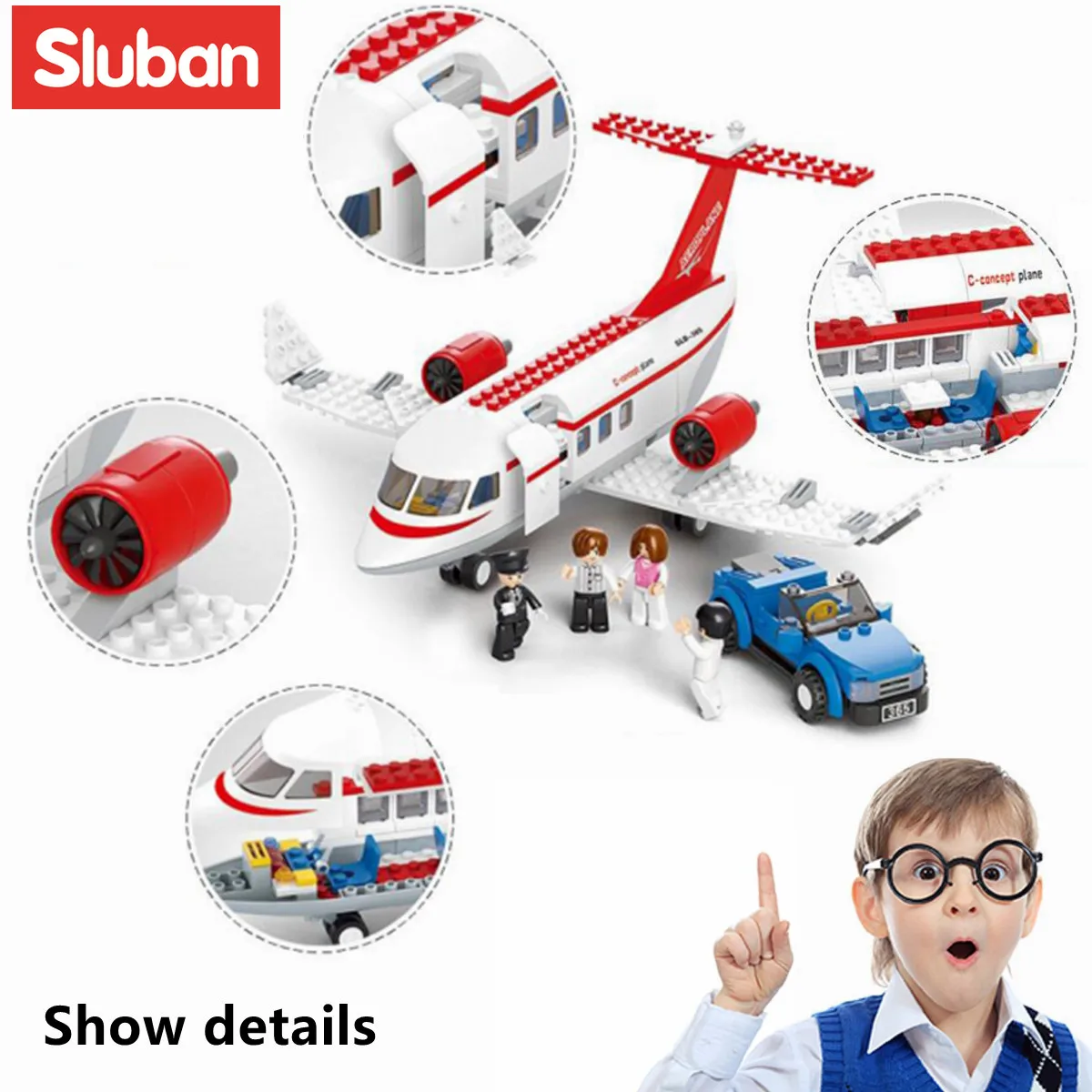 Sluban Building Block Toys Aviation Concept Plane 275PCS Bricks B0365 Compatbile With Leading Brands Construction Kits