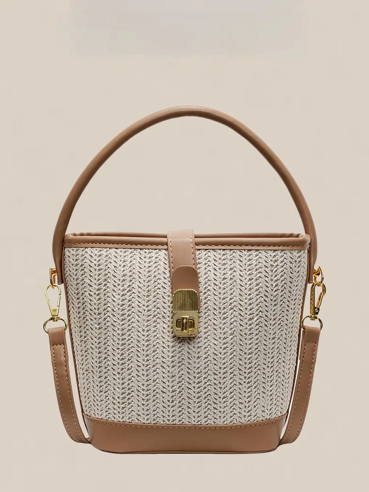 

Casual Korean Sle Women's Buet Bag Hanrted Woven St Bag Faionable Holiday Tote oulder Crossbody Bag